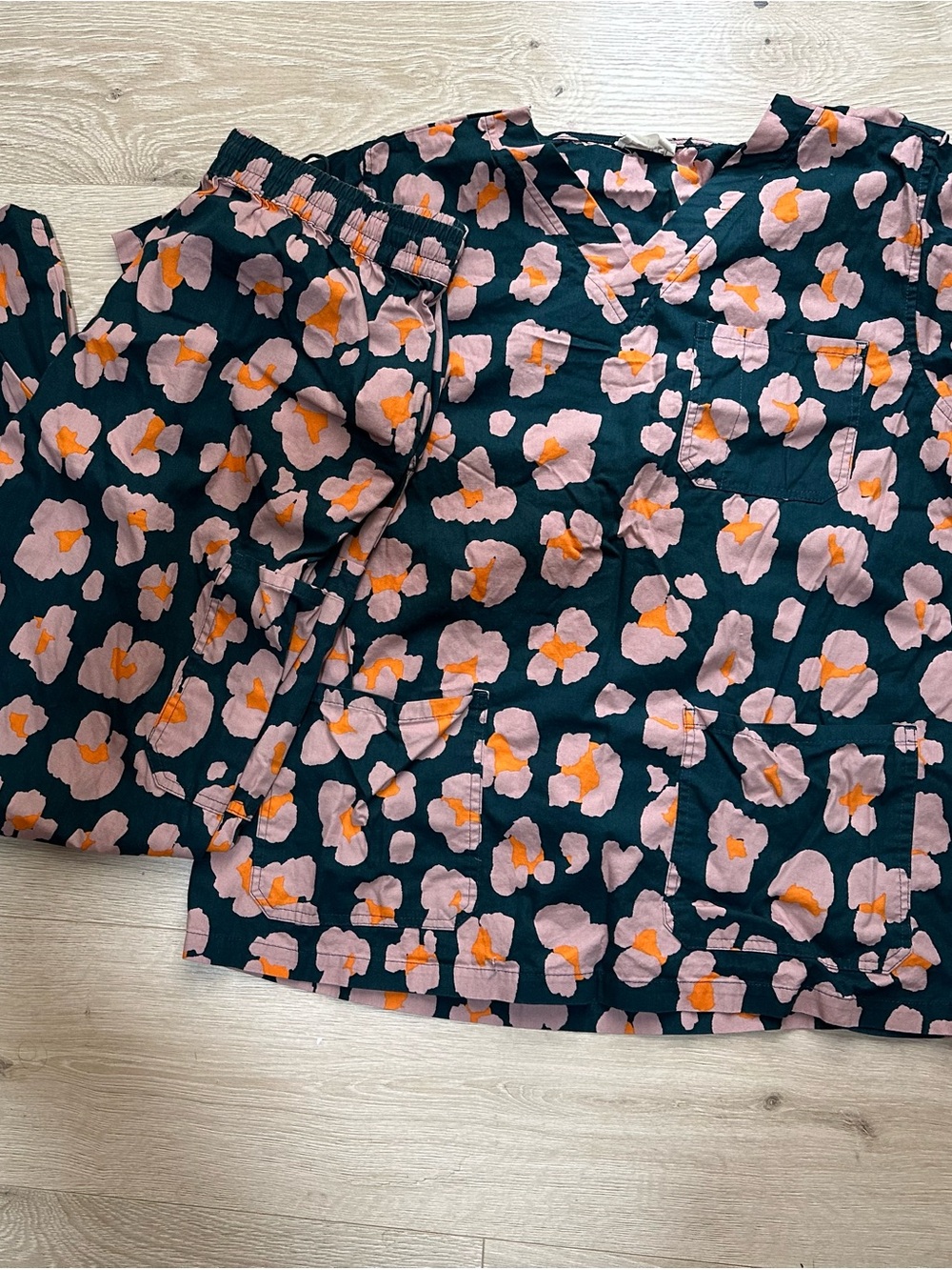 gorman Floral Print Two-Piece Set in Dark Teal, Pink & Orange
